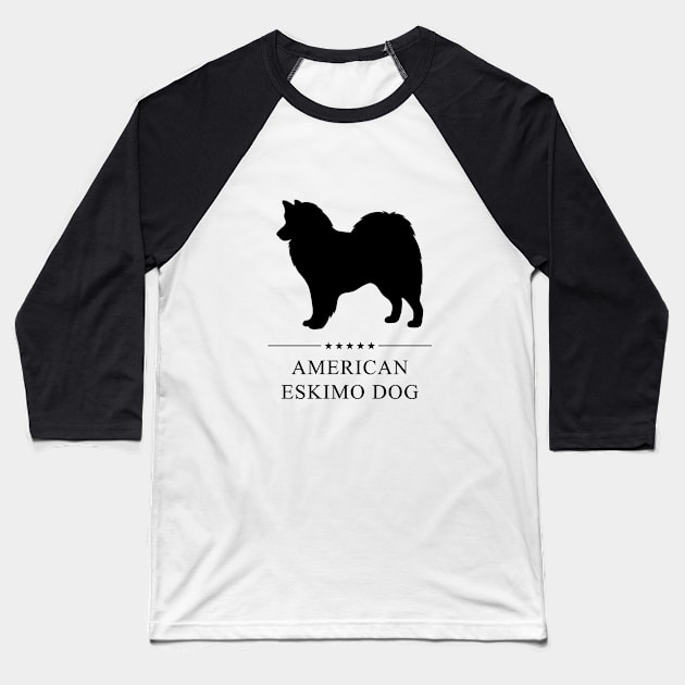 American Eskimo Dog Black Silhouette Baseball T-Shirt by millersye